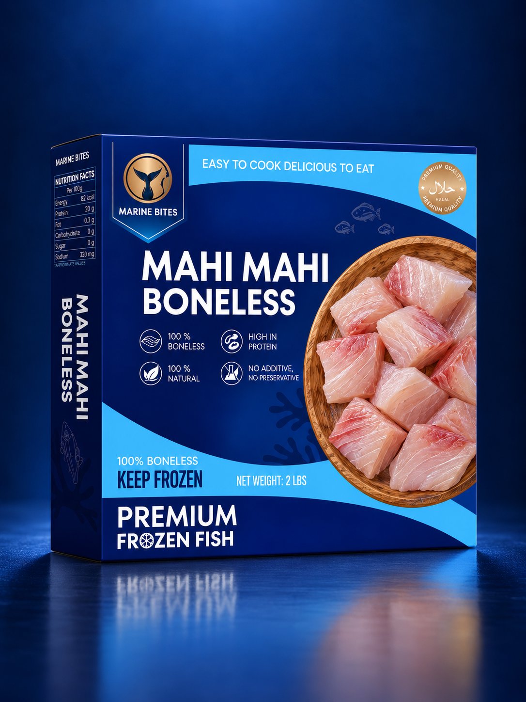 Marine Bites Mahi Mahi Boneless premium frozen fish fillets