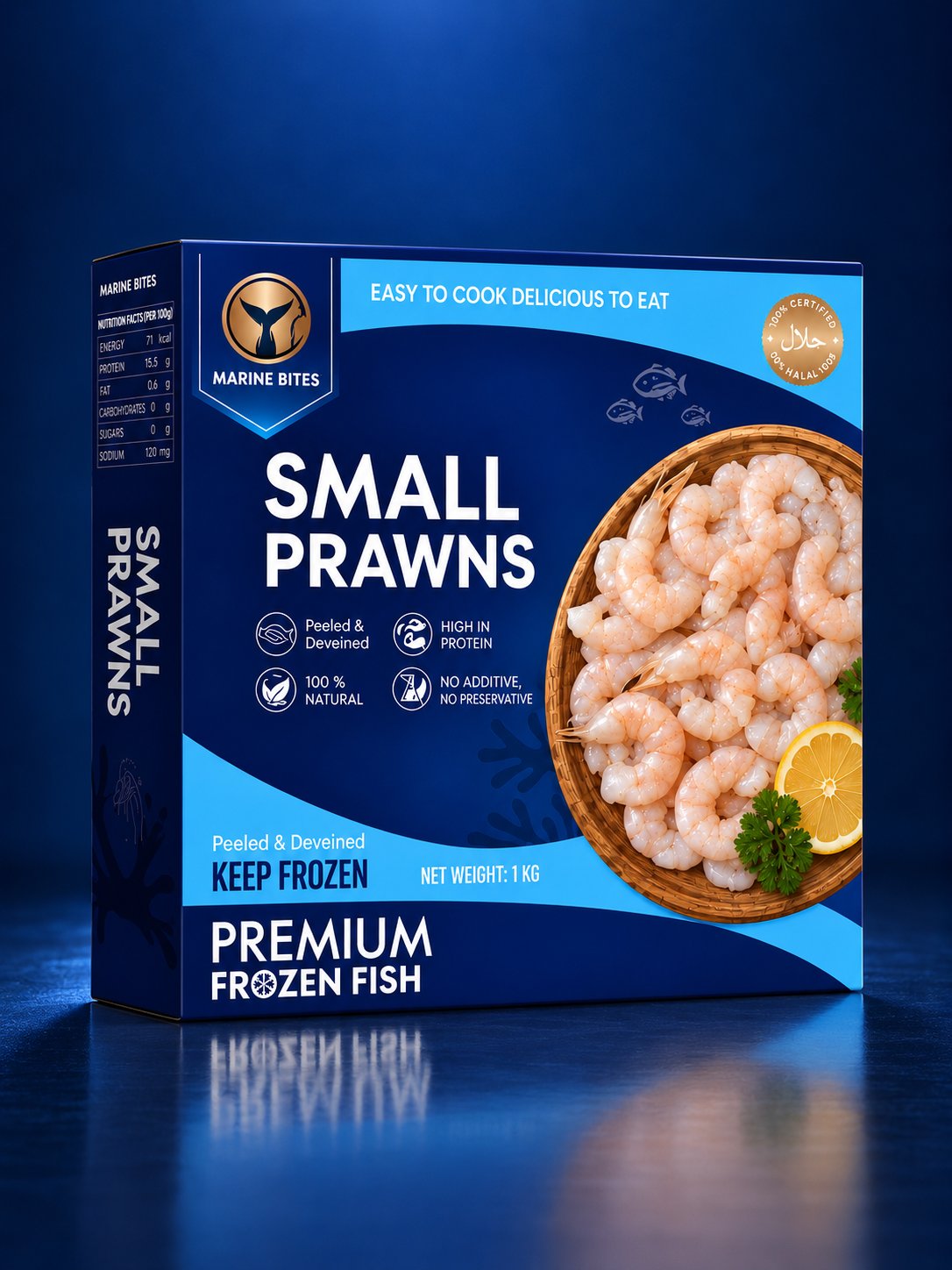 Marine Bites Small Prawns premium frozen seafood